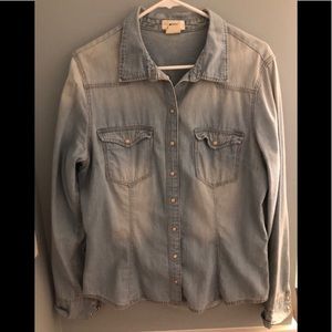 Denim button down top
